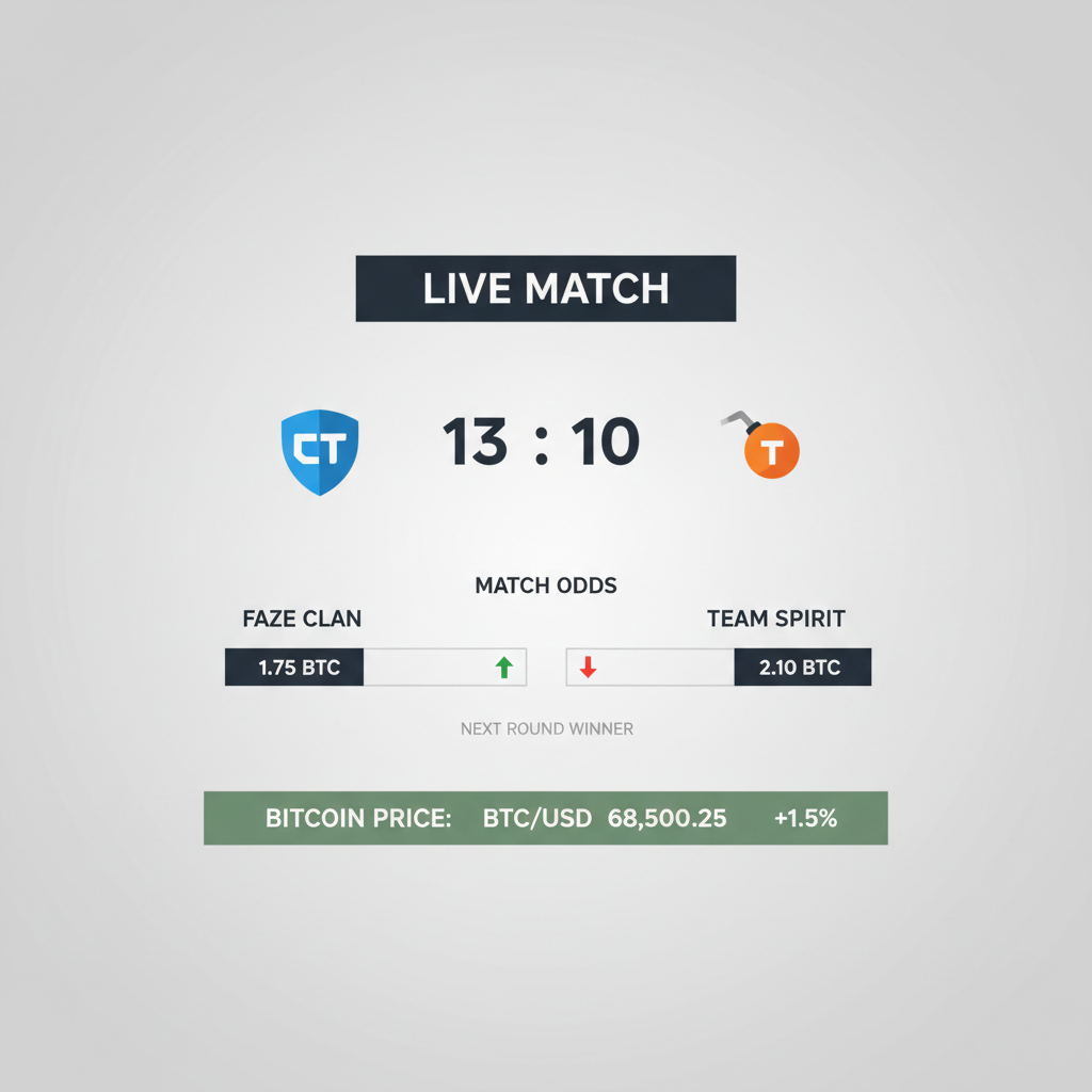 live cs2 match scoreboard with odds tracker and bitcoin price ticker