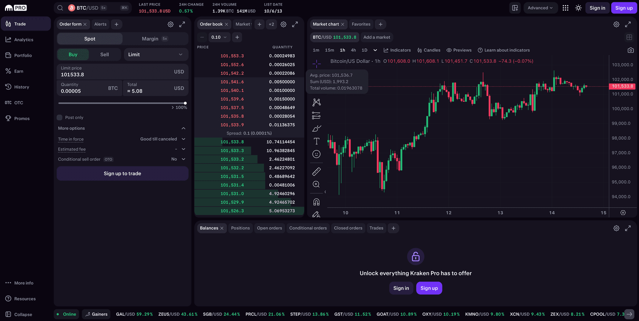 Coinbase, Binance, or Kraken Bitcoin purchase interface