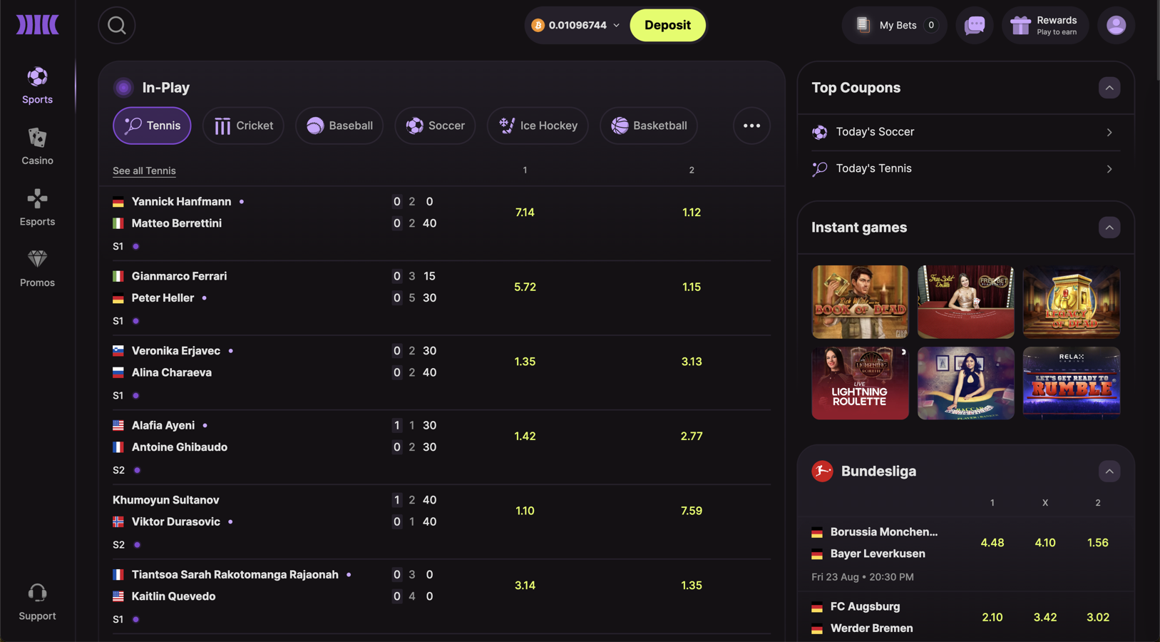 crypto deposit esports betting